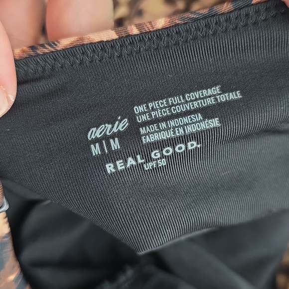 Leopard Print One-Piece Swimsuit Aerie Real Good Medium G202 - Picture 6 of 6